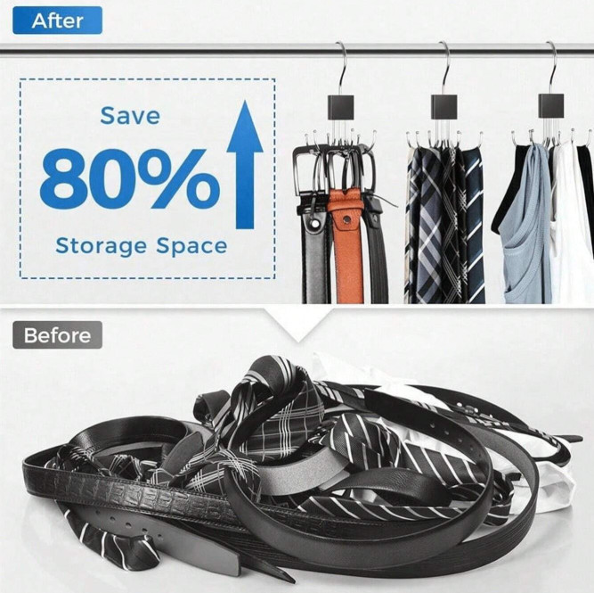 1 pc 360° Rotating Belt Hanger Closet Organizer for Ties, Bras & Accessories