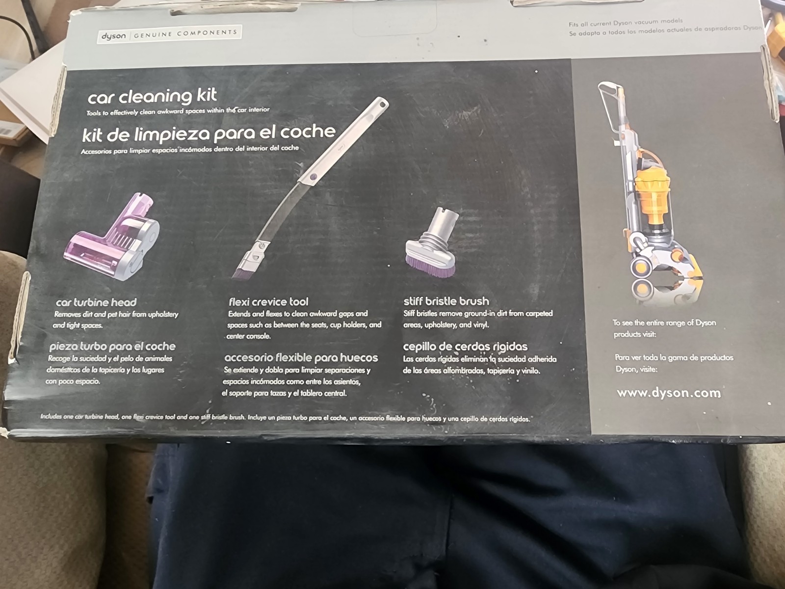 Dyson Car Cleaning Kit Turbine Head, Flexi Crevice Tool, Stiff Bristle Brush