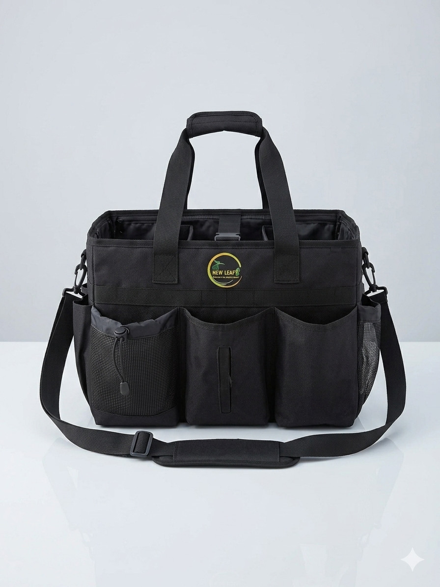 Cleaning Caddy Bag with spray bottle & Towls,Shoulder strap & waist belt.Black