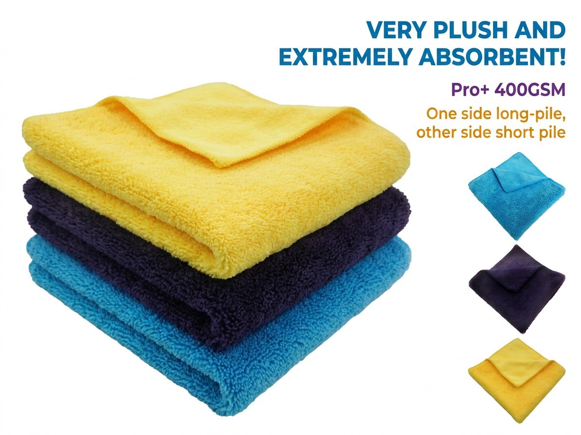 Case 72 16×16 Microfiber Cleaning/Detailing Towels, 400GSM Pro+ Extra Plush, Mix