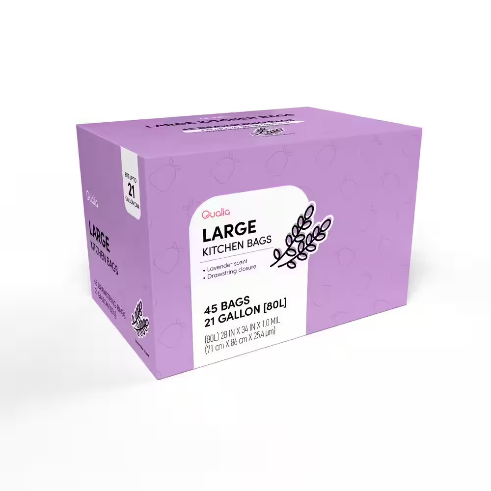 21 Gal./80 L Lavender Scented Drawstring Closure Trash Bags Liners (45-Count)