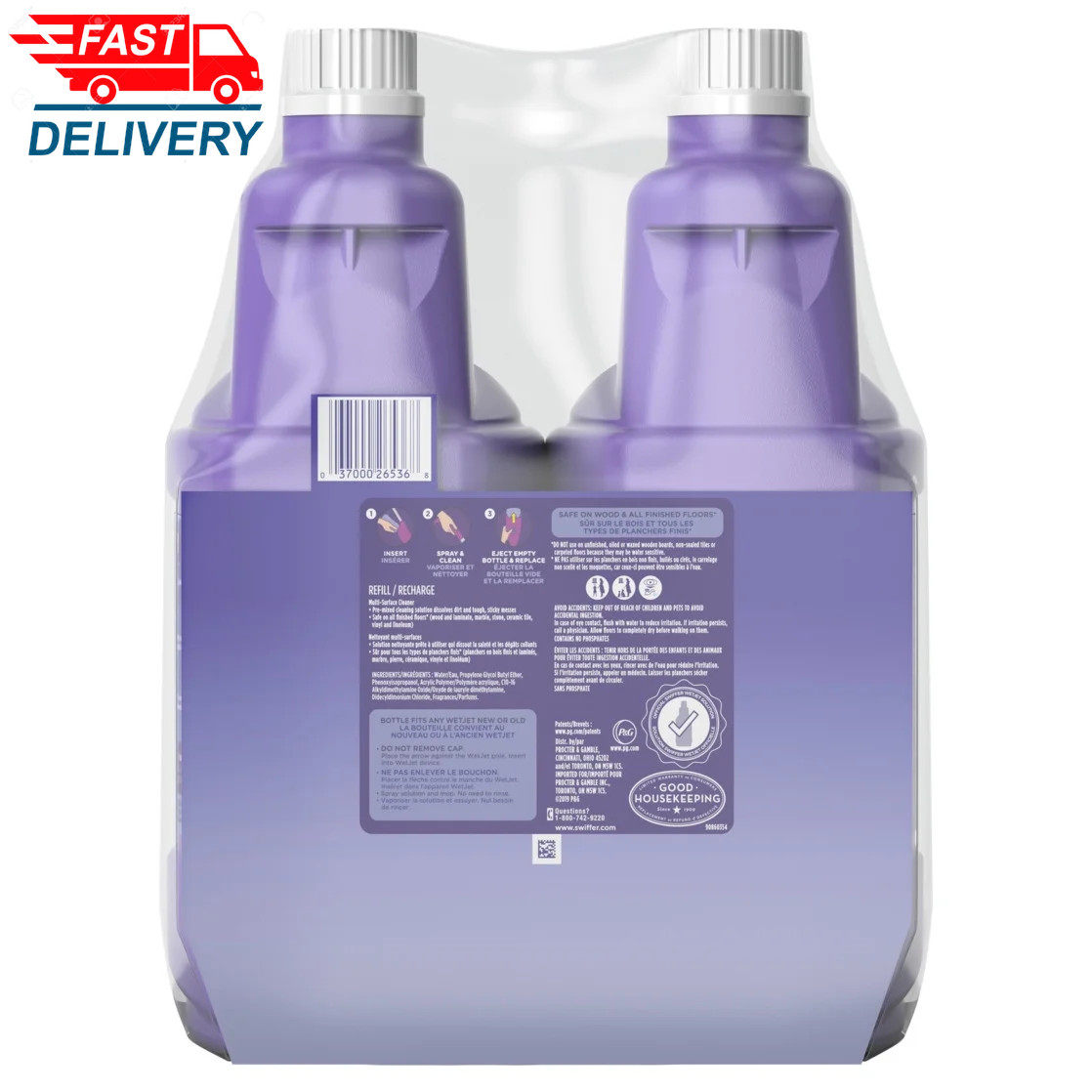 Wet Jet Mop Refill Solution, Wood, Laminate, Tile, Floor Cleaner, 2 Pack
