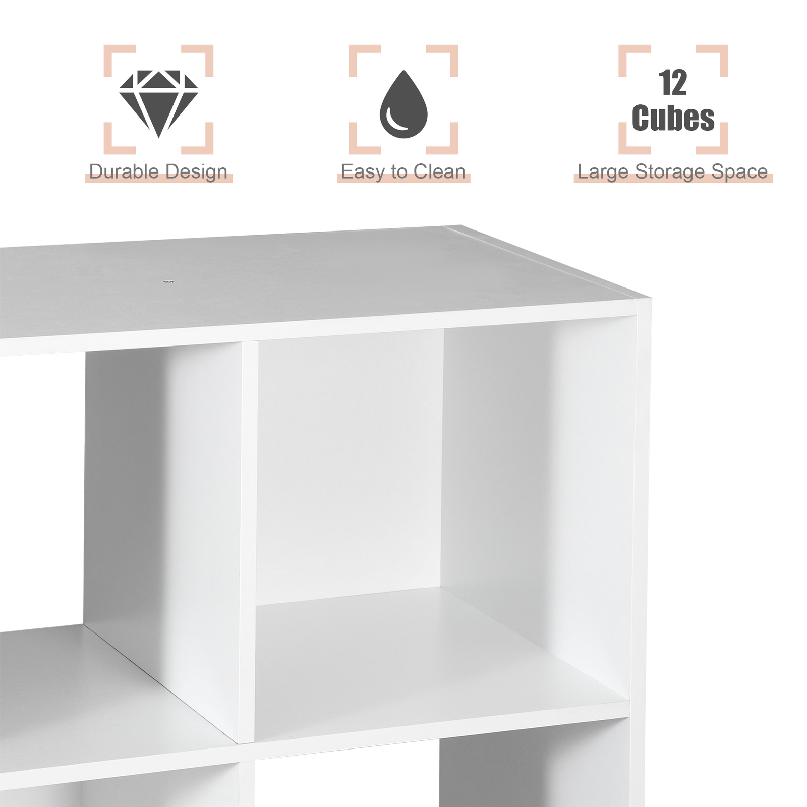 12-Cube White Storage Organizer Bookcase Home Office Display Bookshelf Shelves