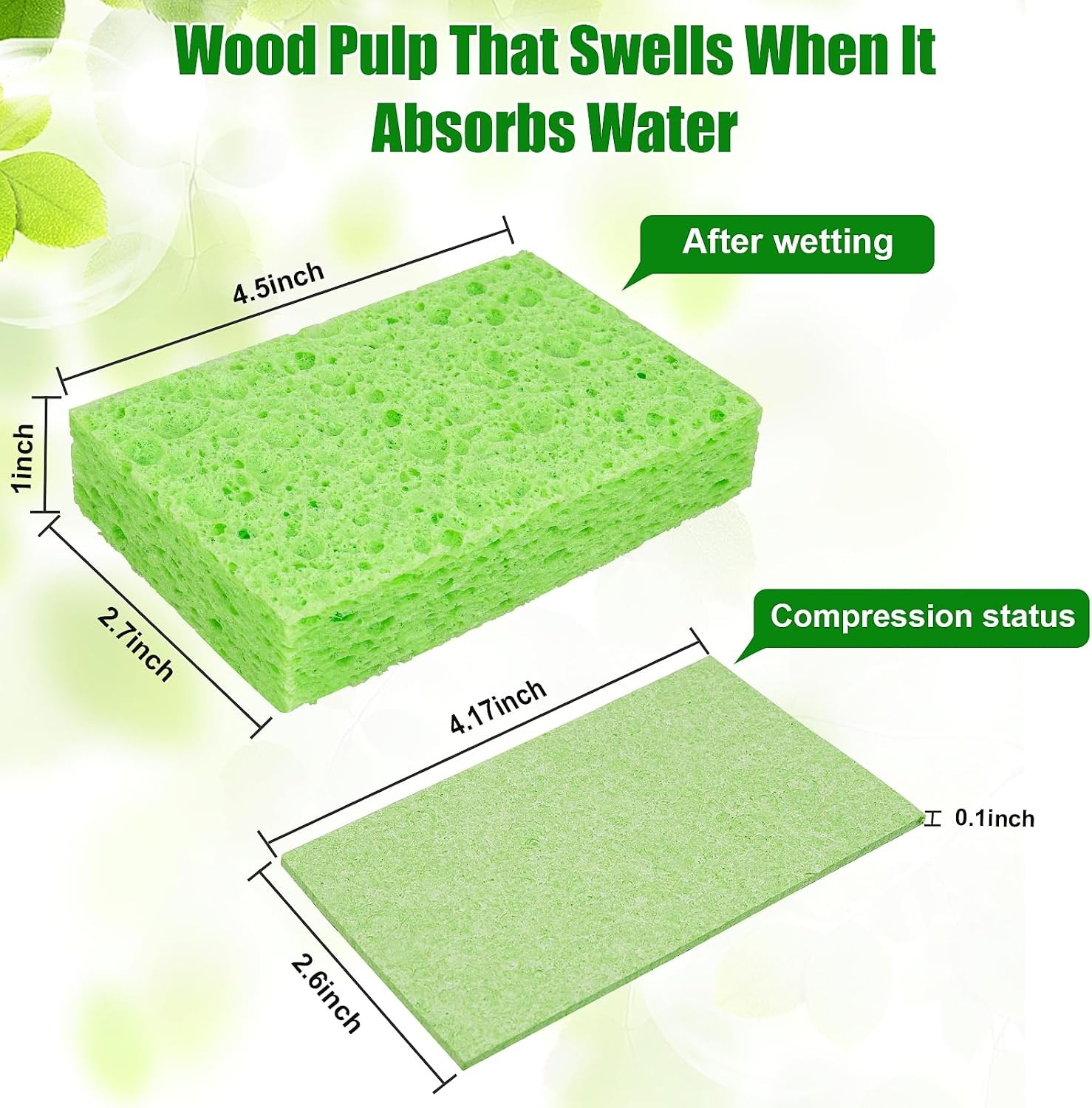 12 PCS Kitchen Sponges, Natural Compressed Cellulose Sponges, Non-Scratch