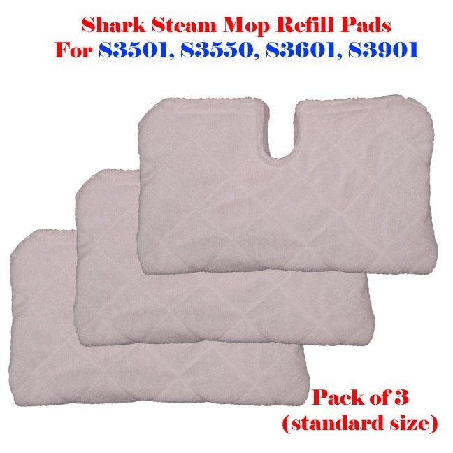 3 Standard Size Steam Mop Replacement Pocket Pads For Shark S3501 S3601 S3901 RS