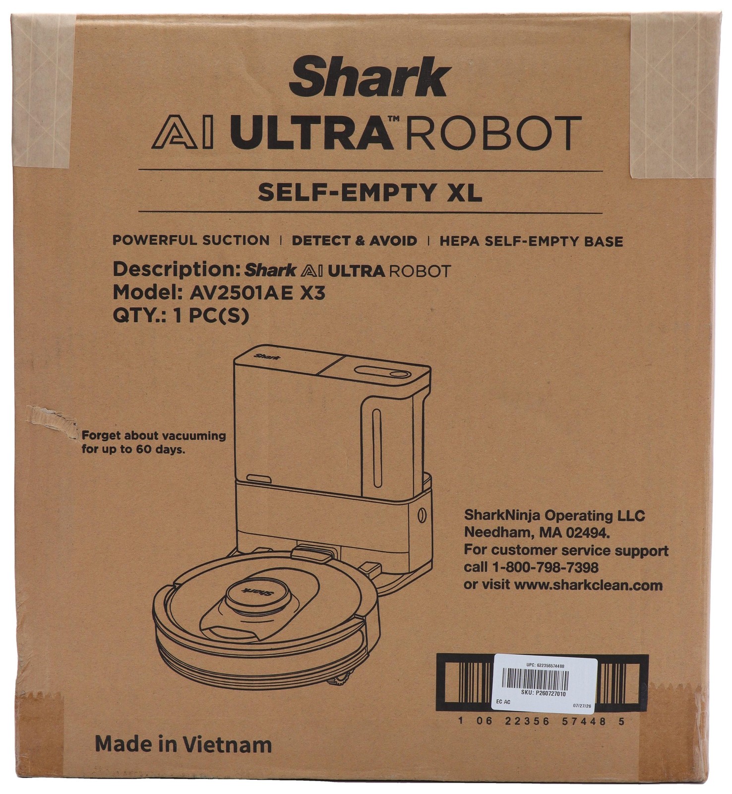 Shark AV2501AE AI Ultra Robot Vacuum w/Self-Empty Base