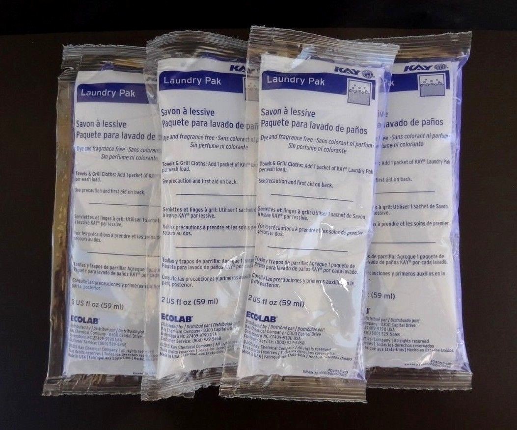 Kay Ecolab Laundry Pak Dye & Fragrance Free ~ 6 or 20 Packets ~ 2 fl oz/packet