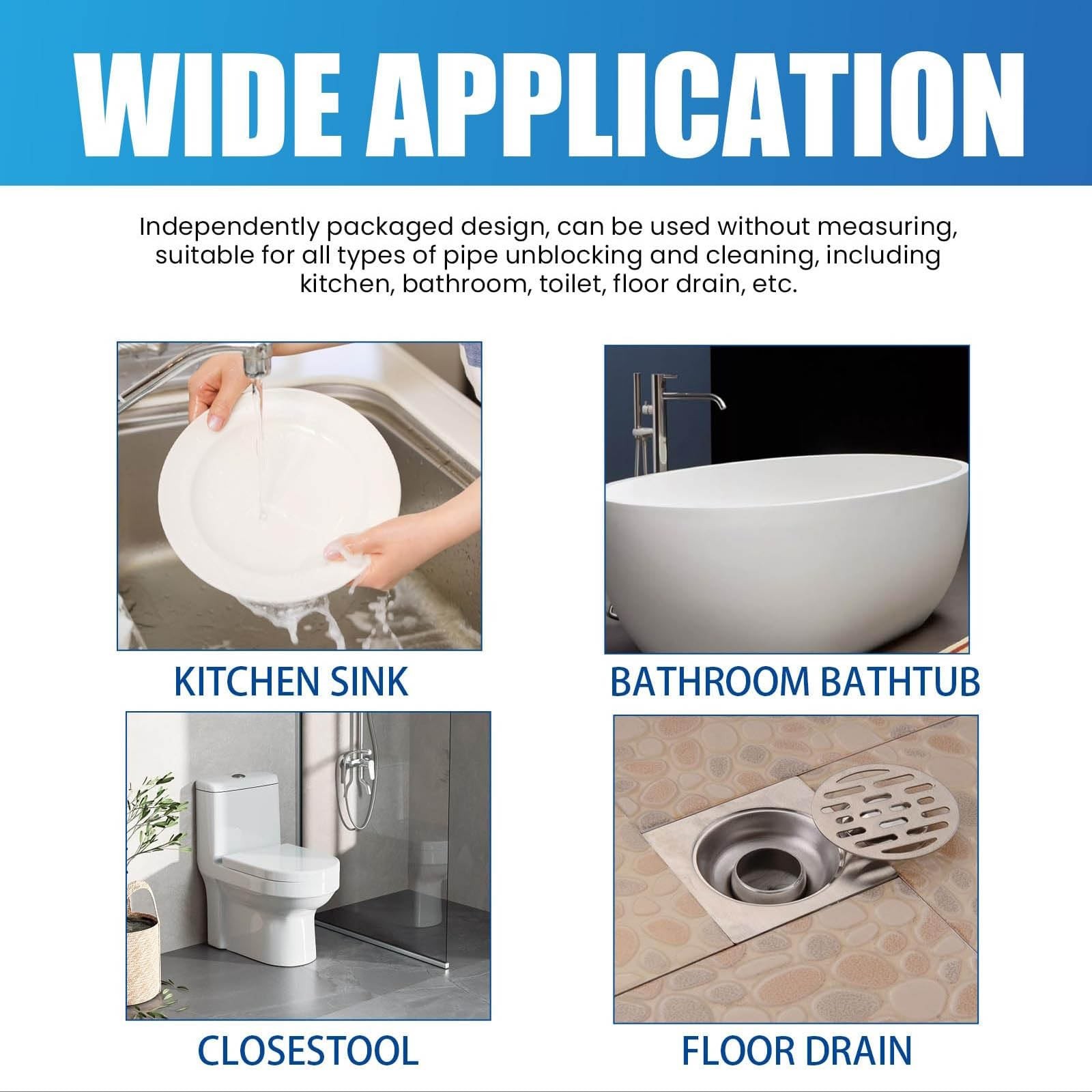 Powerful Drain Clog Remover Pipe Dredging Agent Powder Sink Toilet 350ml