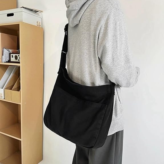Canvas Hobo Crossbody Shoulder Tote Bag for Women and Men Large Messenger Bag