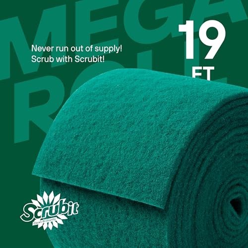 19FT Heavy Duty Non-Scratch Scouring Pad Roll – Abrasive Kitchen Scrubbers for P