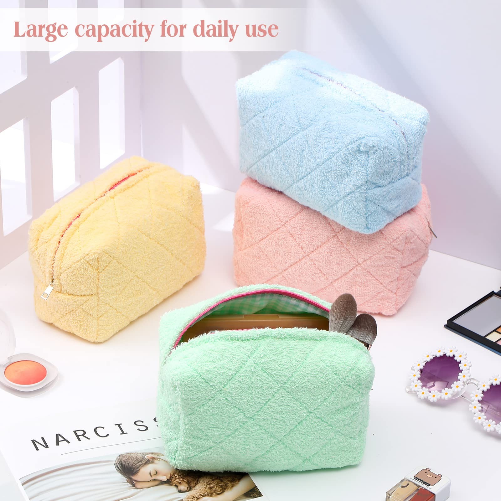 about 7 x 4.5 x 3.4 inches/ 17.8 x 11.5 x 8.5 cm, pink, green, yellow, blue