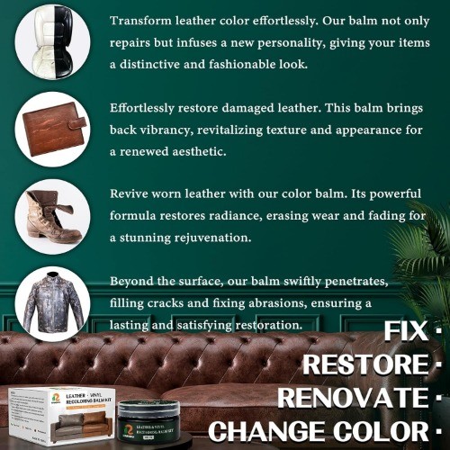 Repair Kit, Recoloring Balm – Restore & Repair Faded Leather on C Color: Black