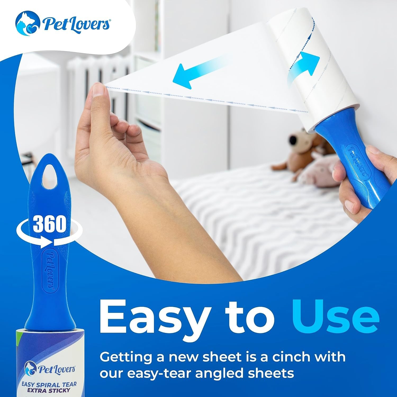 Extra Sticky Lint Roller Mega Value Set 450 Sheets for Pet Hair Removal and C…