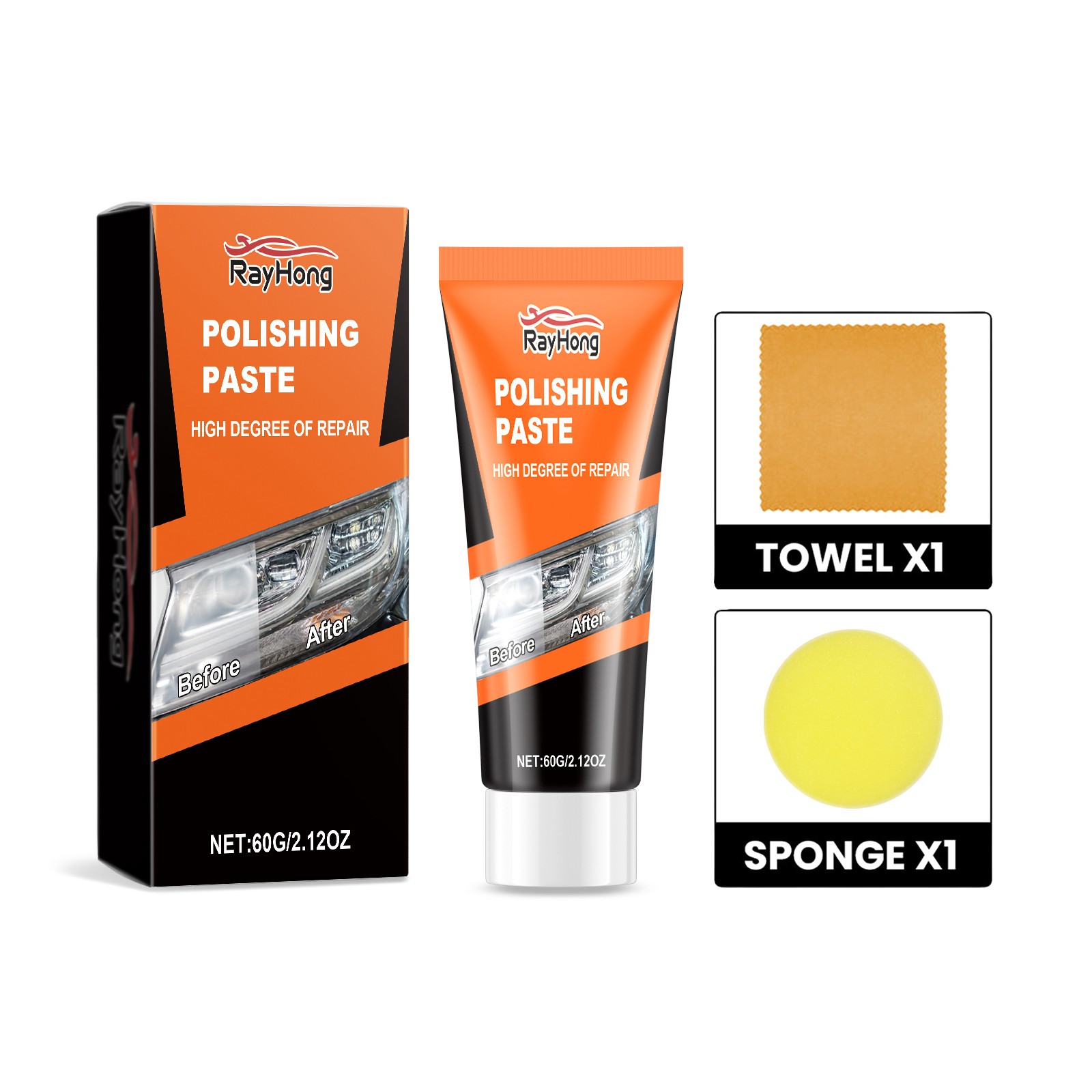 Headlight Restoration Polish Compound Removes Yellowing Oxidation Car Lens Care