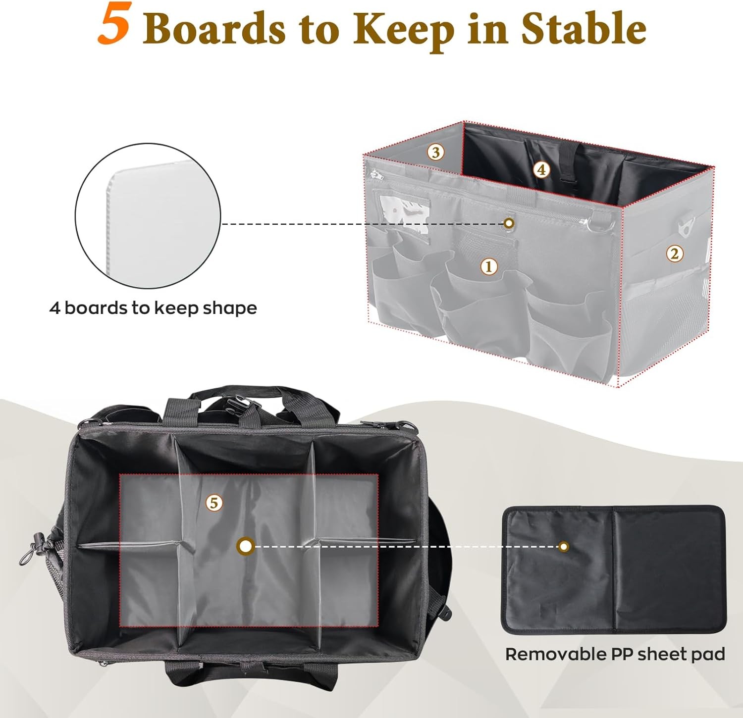 Rolling Cleaning Caddy Bag with Detachable Trolley, Multi-Functional Portable