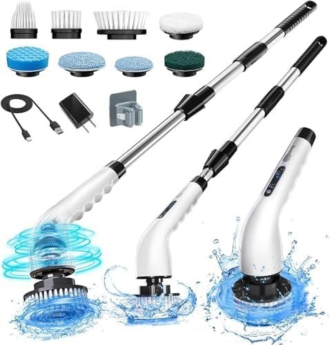 8 in 1 Electric Spin Scrubber for Bathroom, Tub, Tile, Kitchen