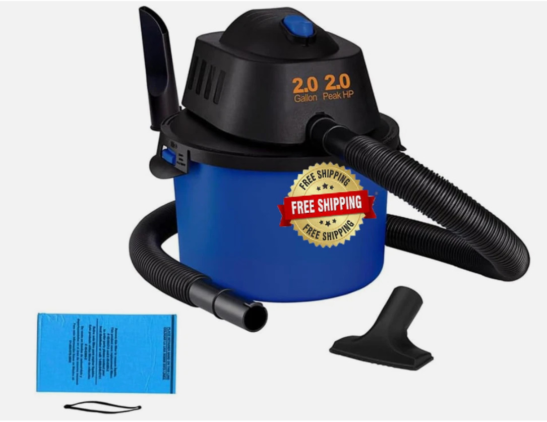 Aspiradora Portátil WD-2L 2 Galones Seco/Mojado con Soplador, Azul/Negra