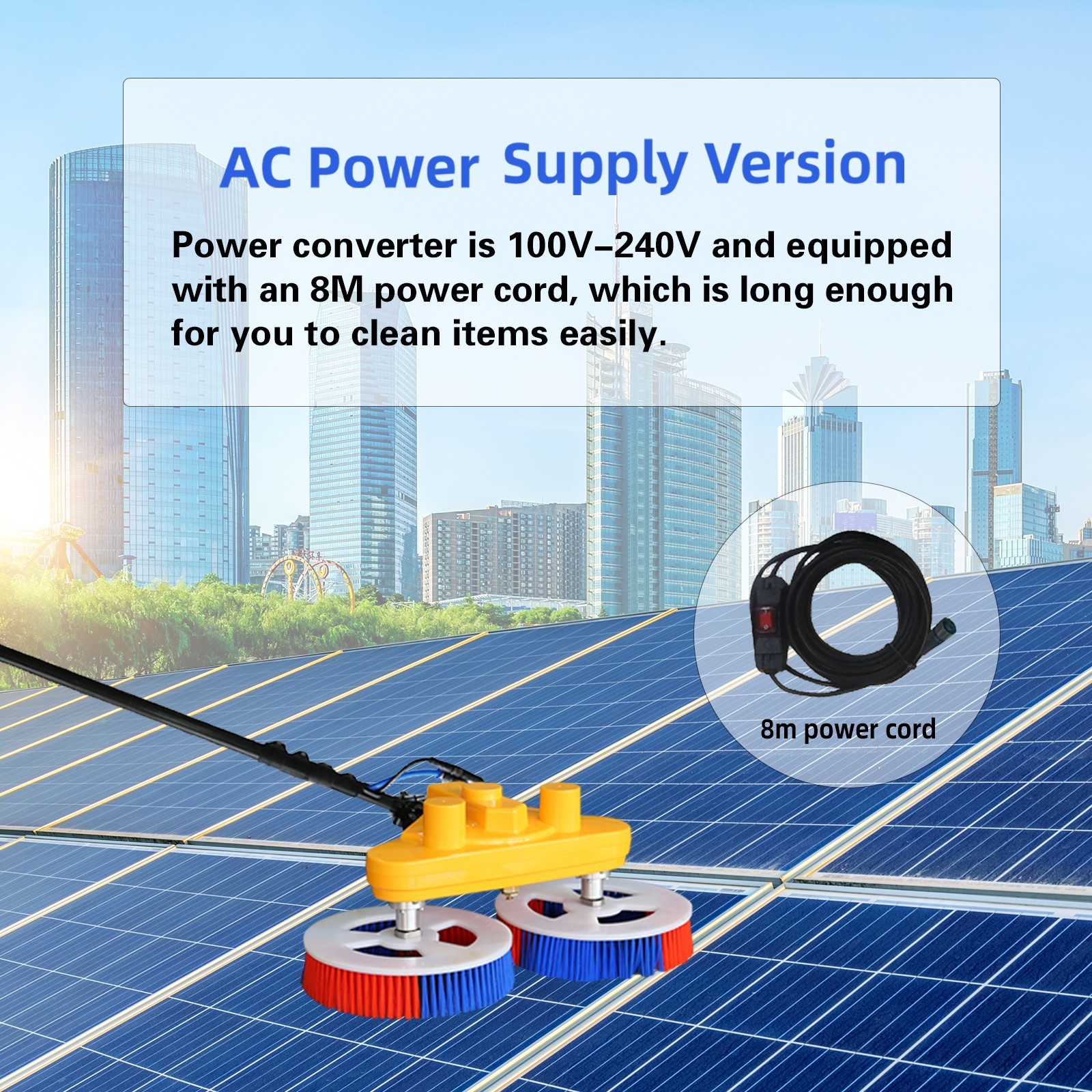 Solar Panel Cleaning Brush Solar Wash Equipment Brush With Water-Fed Pole System