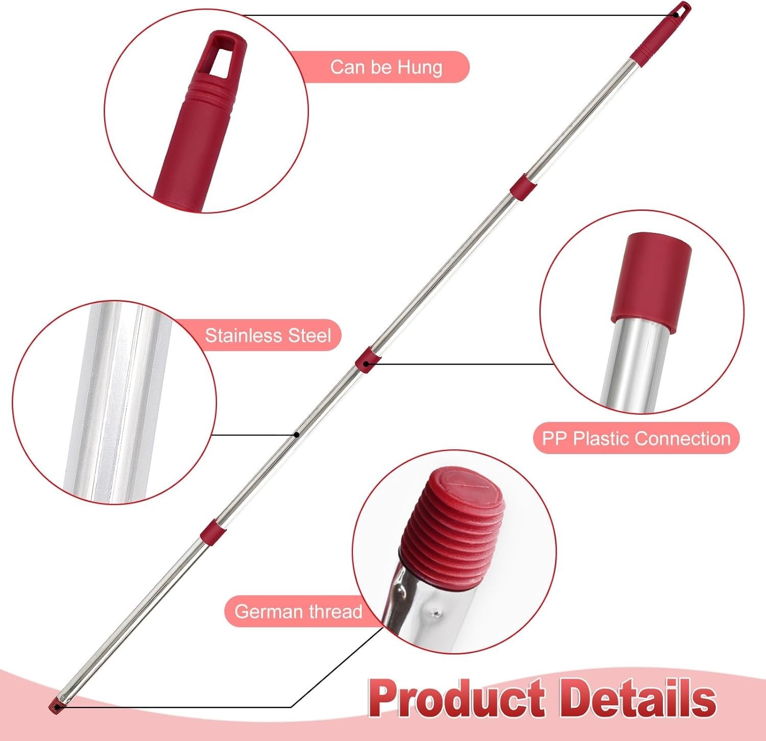 Mop Handle for Ocedar Spin Mop Flat Mop Replacement Extendable 30 58 Stainles…