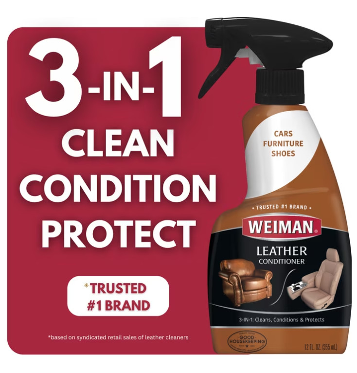 Weiman LEATHER CONDITIONER CLEANER Protect Restore Car Auto Seat Sofa 12oz spray