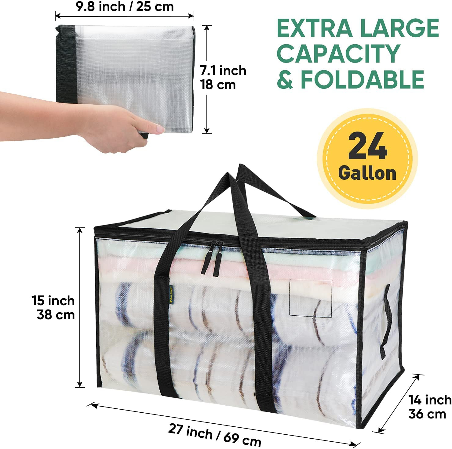 4-Pack Oversized Moving Bags with Reinforced Handles, Heavy-Duty Storage Tote fo