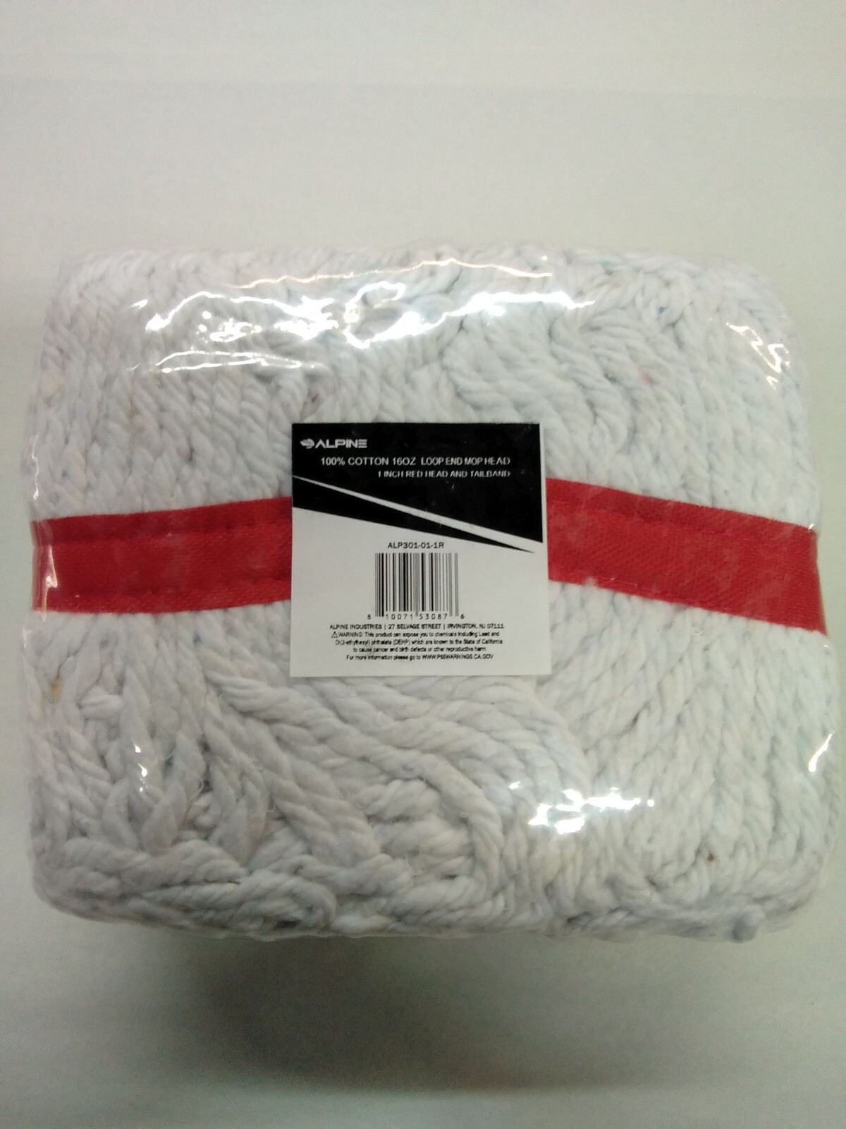 Alpine Industries Loop-End Cotton Mop Head 1” Red Headband & Tailband Case of 12