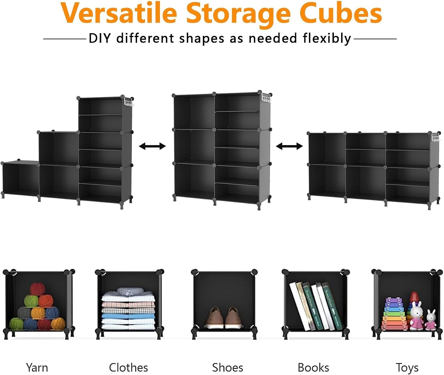Portable DIY Cube Storage Shelves – 6 Stackable Units for Closet and Living Room