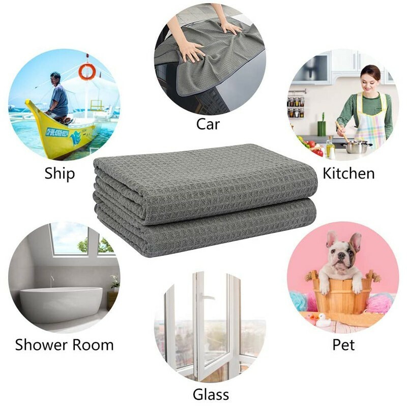 3 Pcs Large Waffle Weave Grey Thirsty Microfiber Drying Towel 16″ x 24″