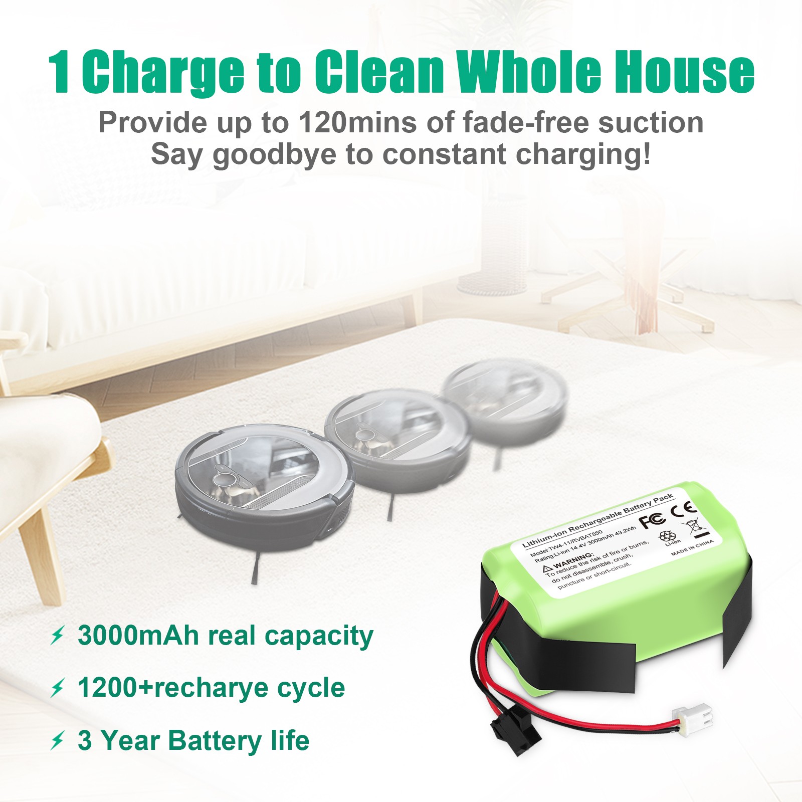 14.4V For Eufy RoboVac TW4-11RVBAT850 Universal Battery 11/11S Max 12 15C 15T