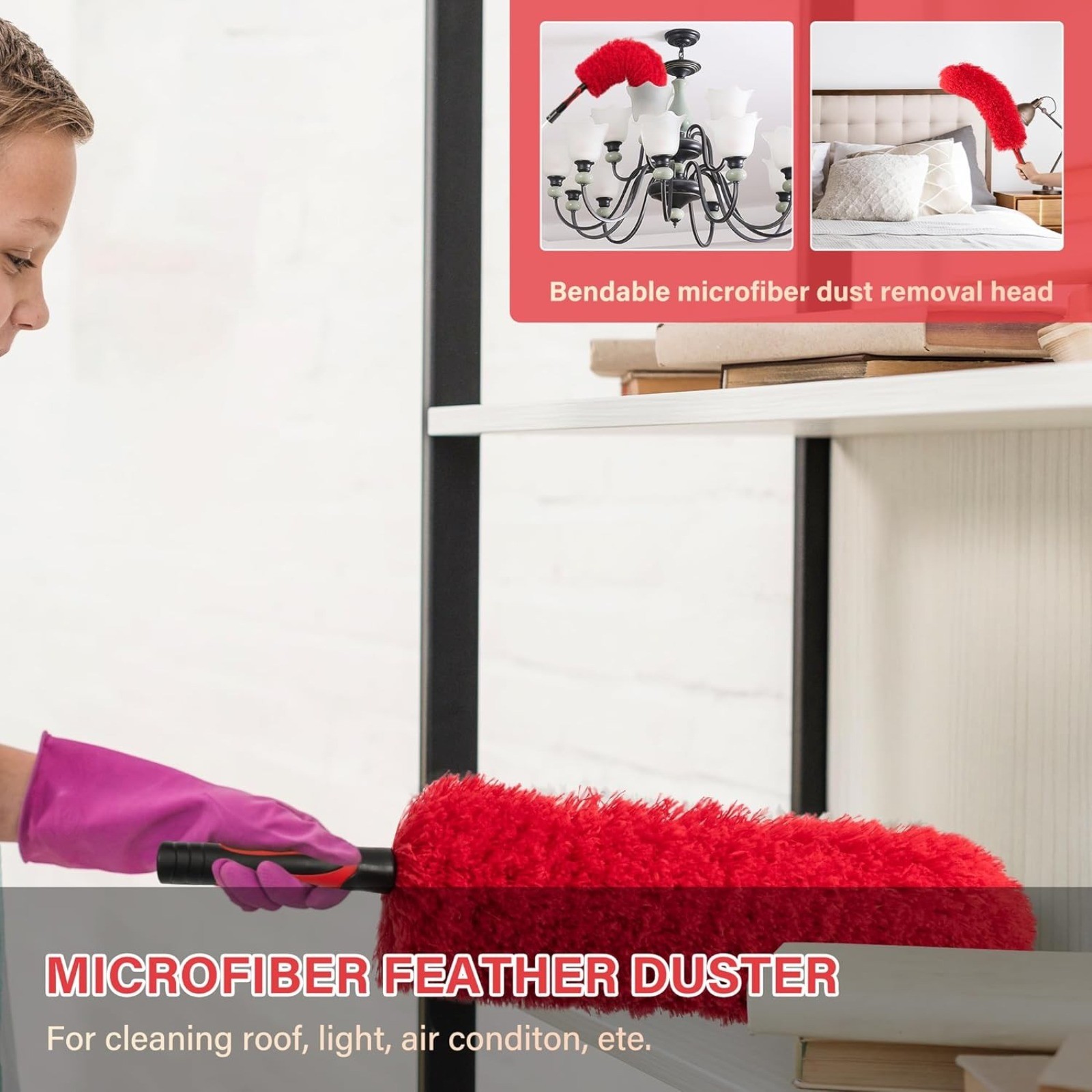 Duster Cleaning Brush Kit Dust Cleaner Soft Handle Extendable Pole Tool for Home