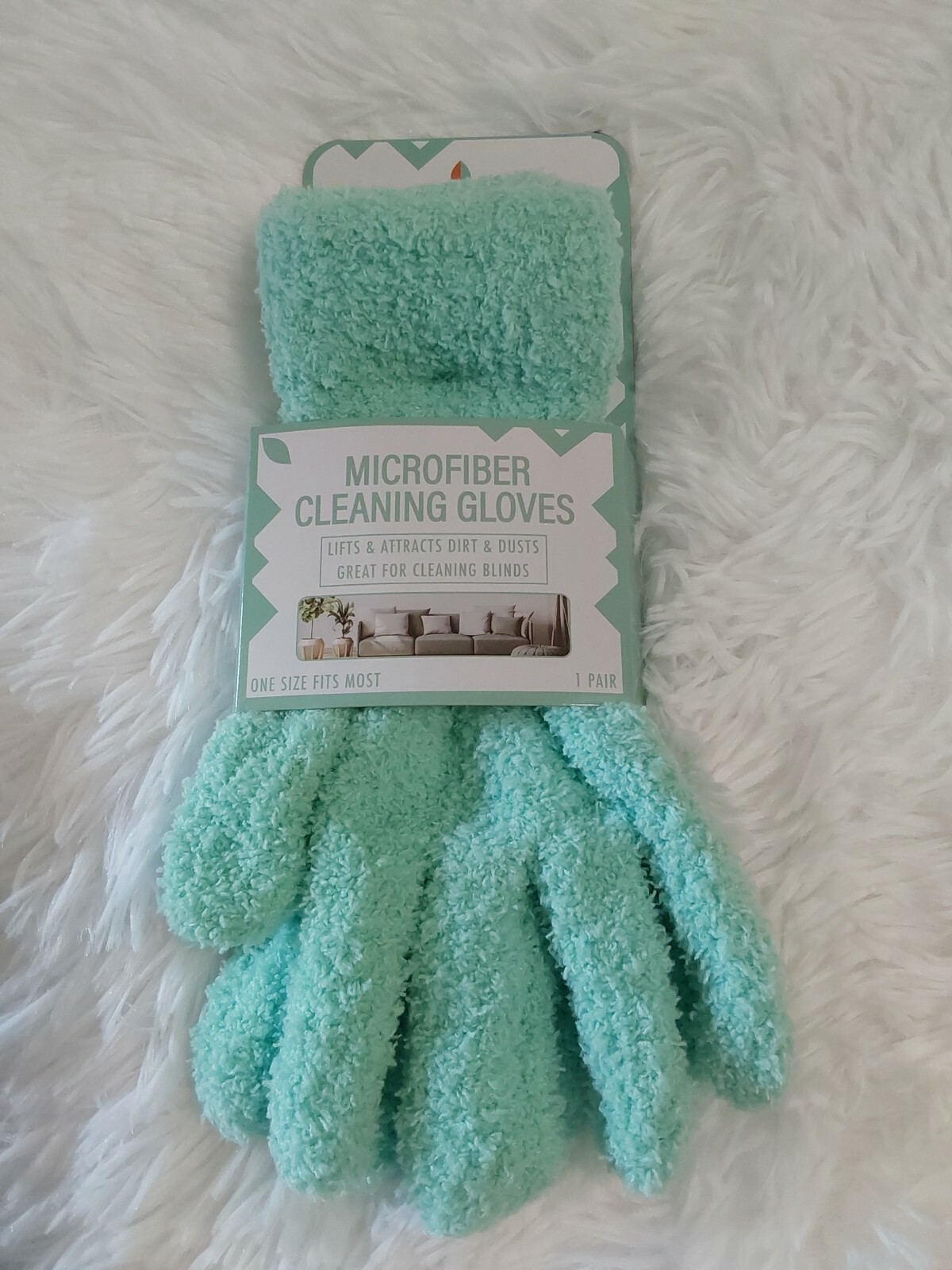 Clean Mode Mint Green Microfiber Cleaning Gloves Machine Washable OSFM! BNWT!