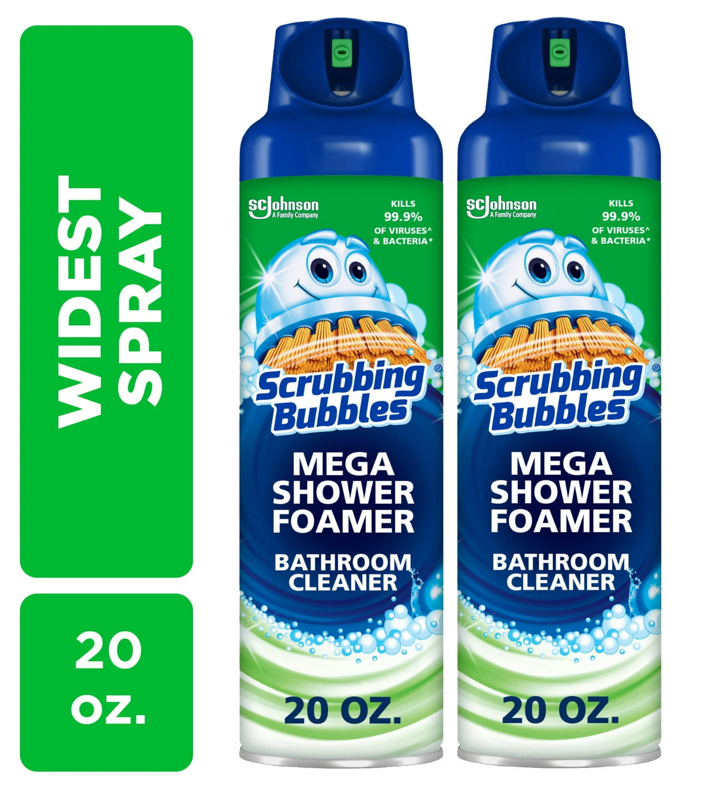 Scrubbing Bubbles Mega Shower Foamer Aerosol, Tough Foaming Bathroom (Pack of 2)
