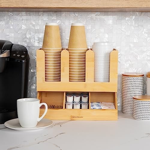 Mind Reader Cup and Condiment Station Bamboo Brown 13.625″L x 6.75″W x 11.5″H