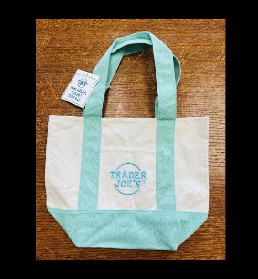 Trader Joe’s Mini Pastel Canvas Tote Bag Limited Sold Out “Mint Green” NEW