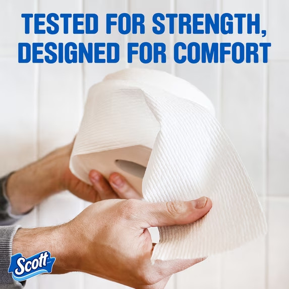 4 Pack Scott ComfortPlus Toilet Paper with 12 Mega Rolls Tissue
