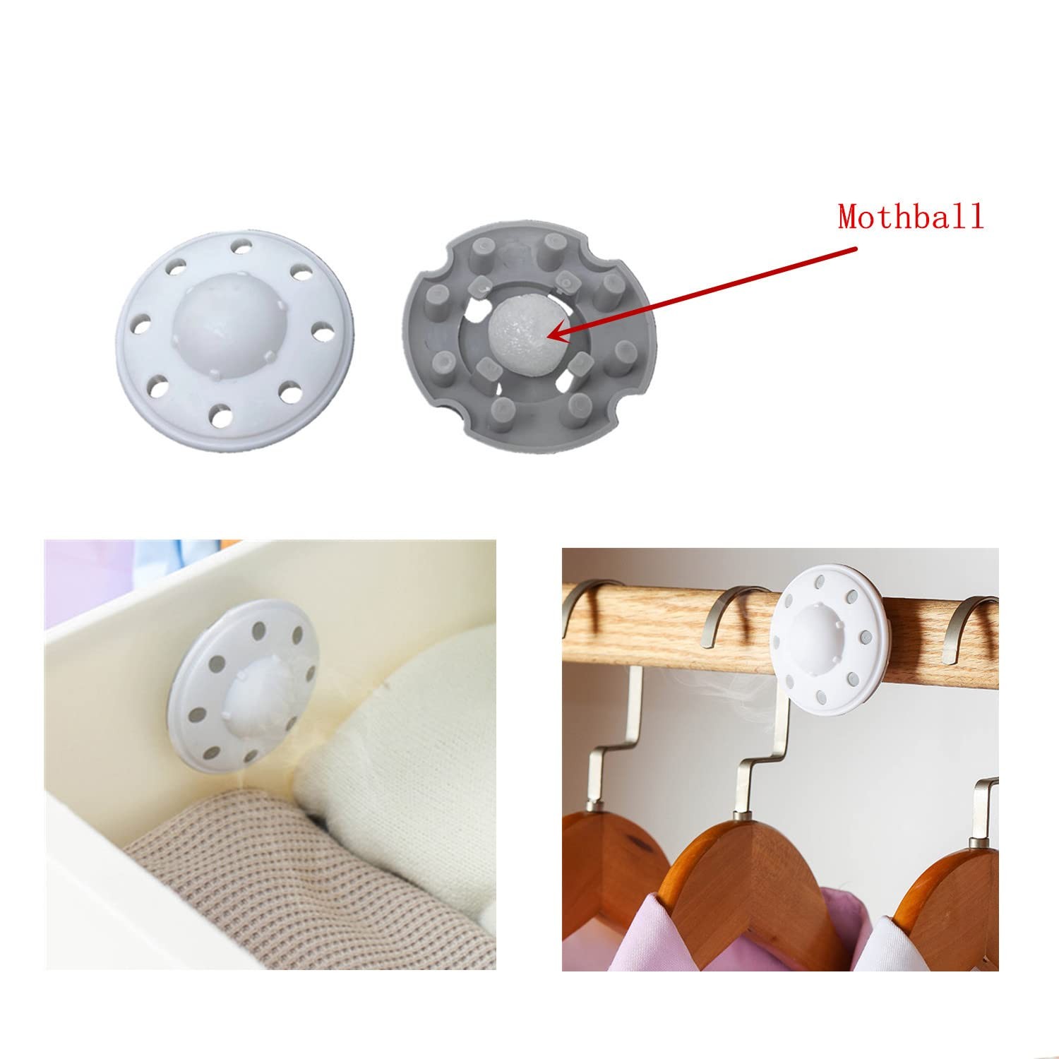 HomeNite 6 Pack Moth Ball Case with Adhesive Wall 6 Count (Pack of 1), White