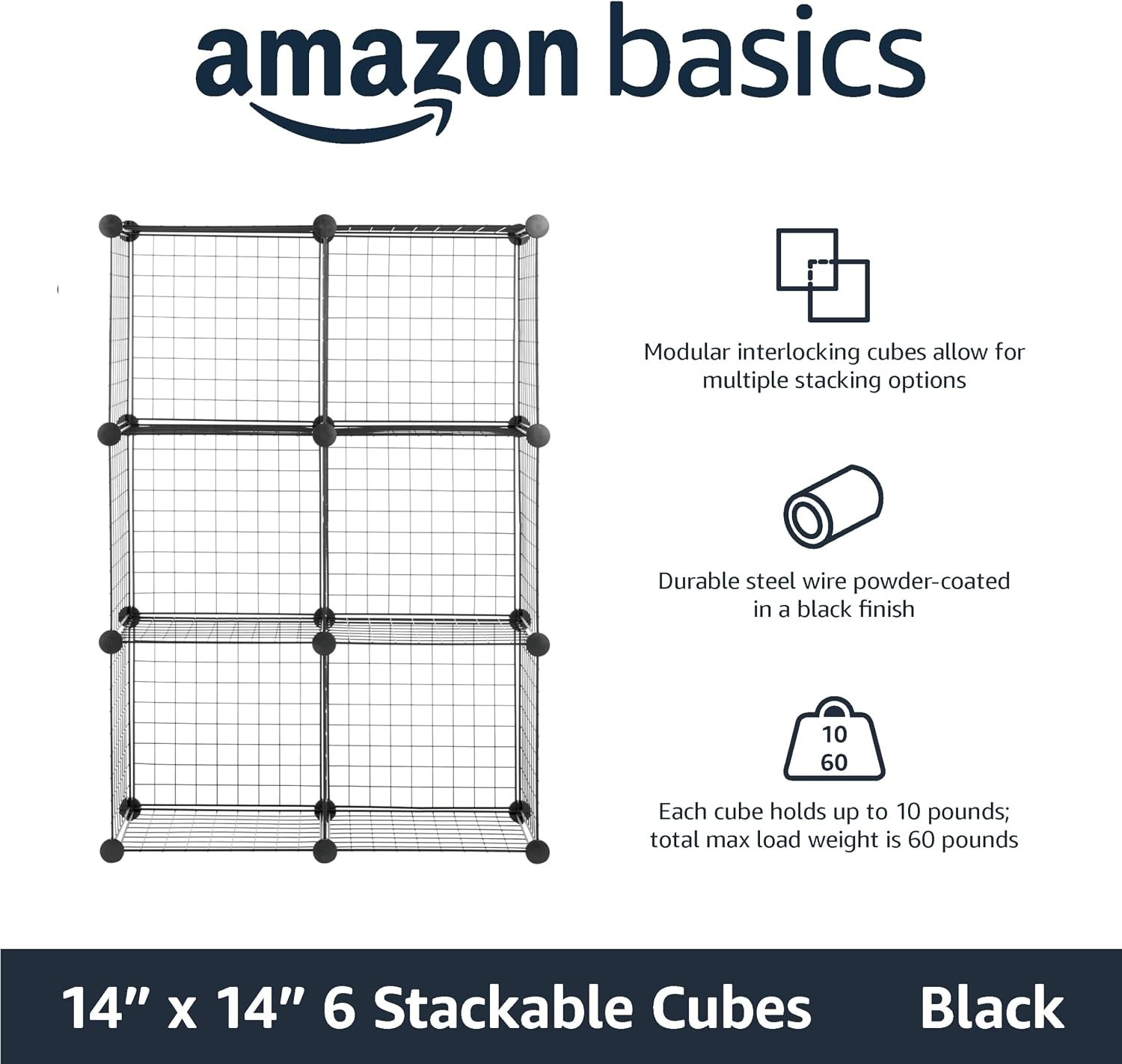 14″ x 14″ Heavy Duty 6-Cube Storage Shelf – Versatile Organizer for Home or Dorm