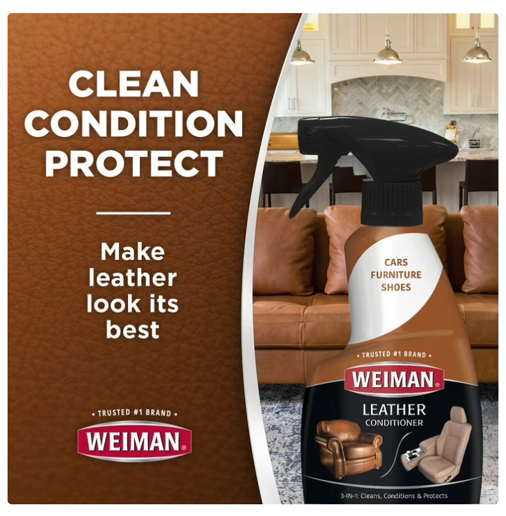 Weiman LEATHER CONDITIONER CLEANER Protect Restore Car Auto Seat Sofa 12oz spray