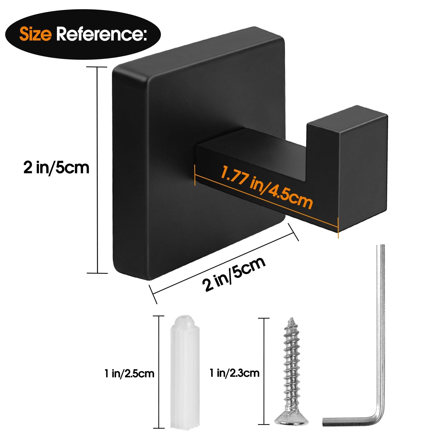 4 Pack Matte Black Towel Hooks for Bathroom, Heavy Duty 33Lb Stainless Steel