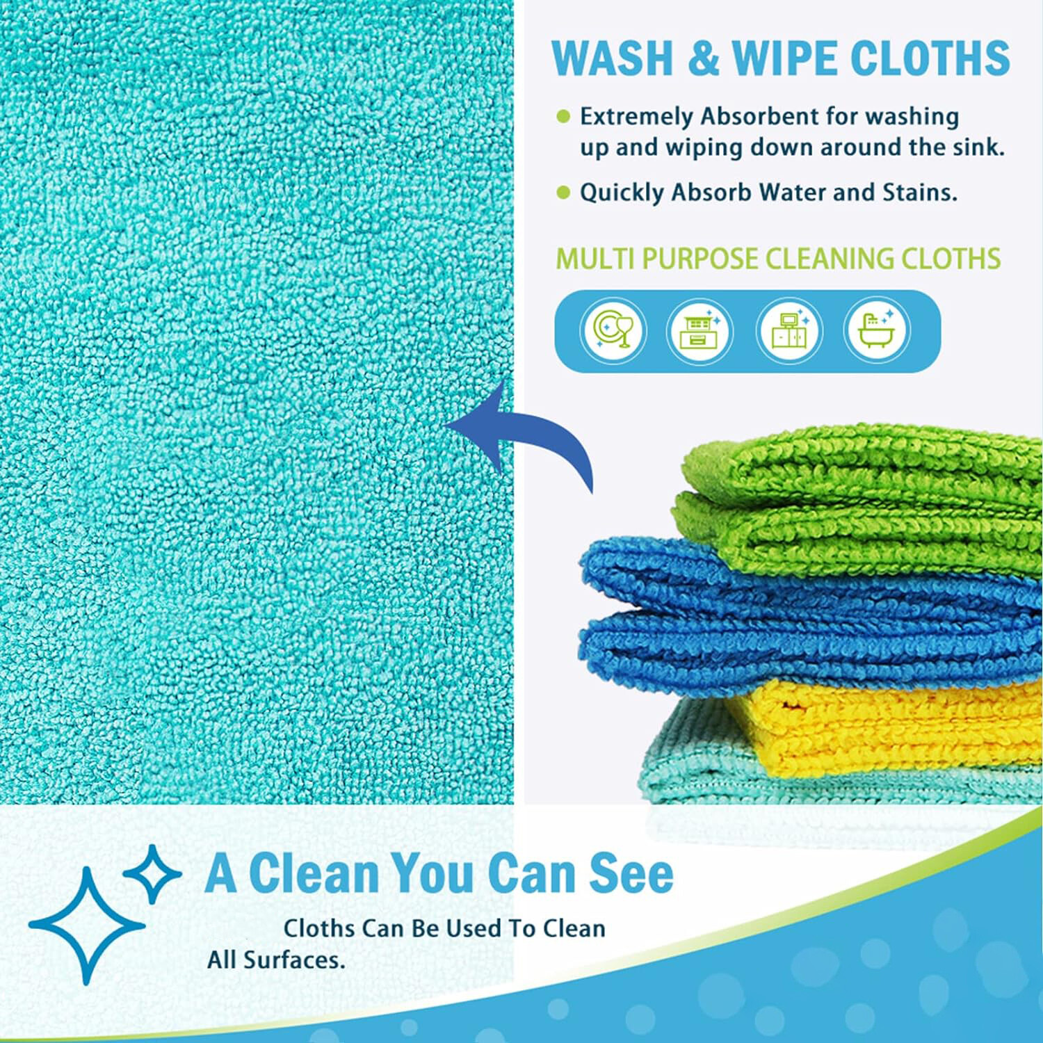 Microfiber Cleaning Cloth Set of 50 Towel Rag Car Polishing Detailing No-Scratch