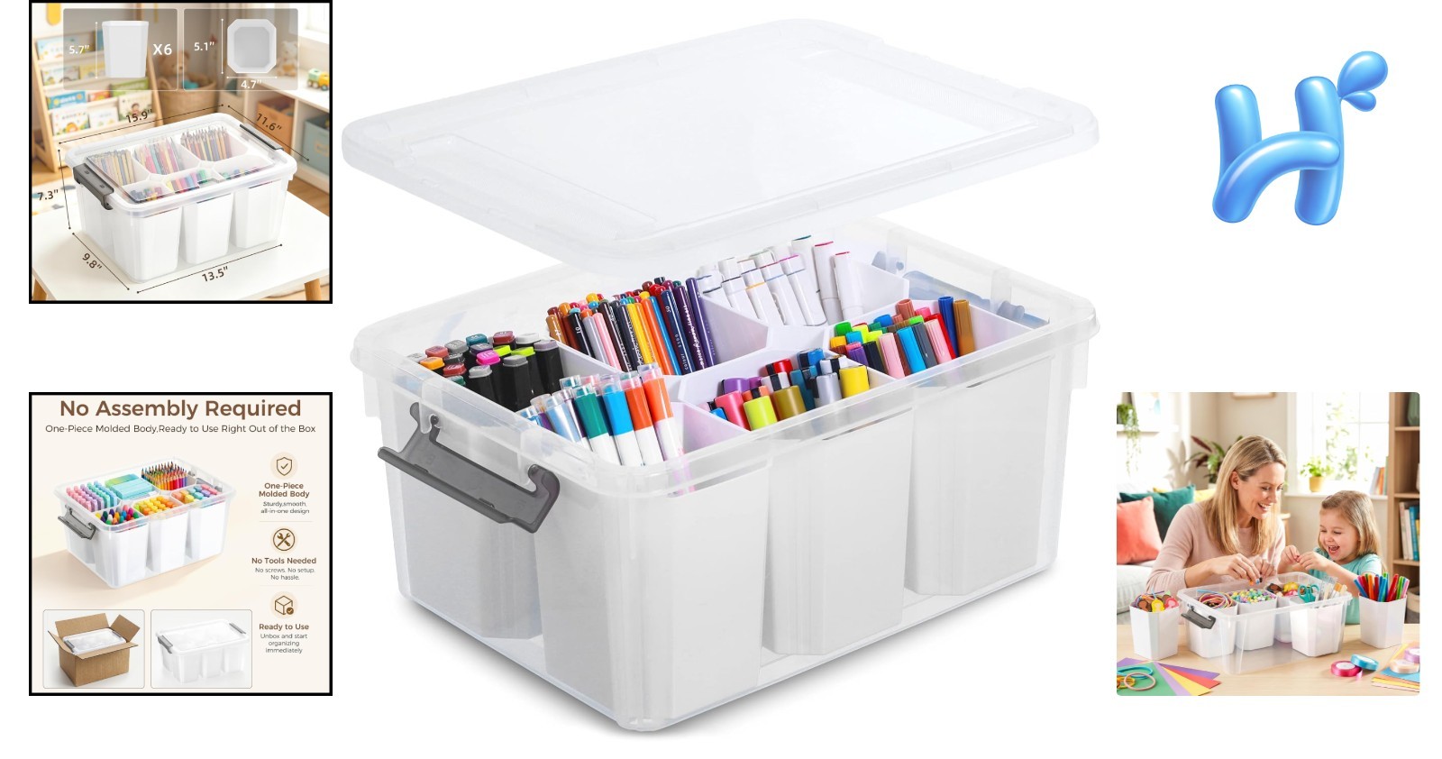 17 QT Stackable Plastic Storage Bin with Lift-Off Lid – Organize Tools & Crafts