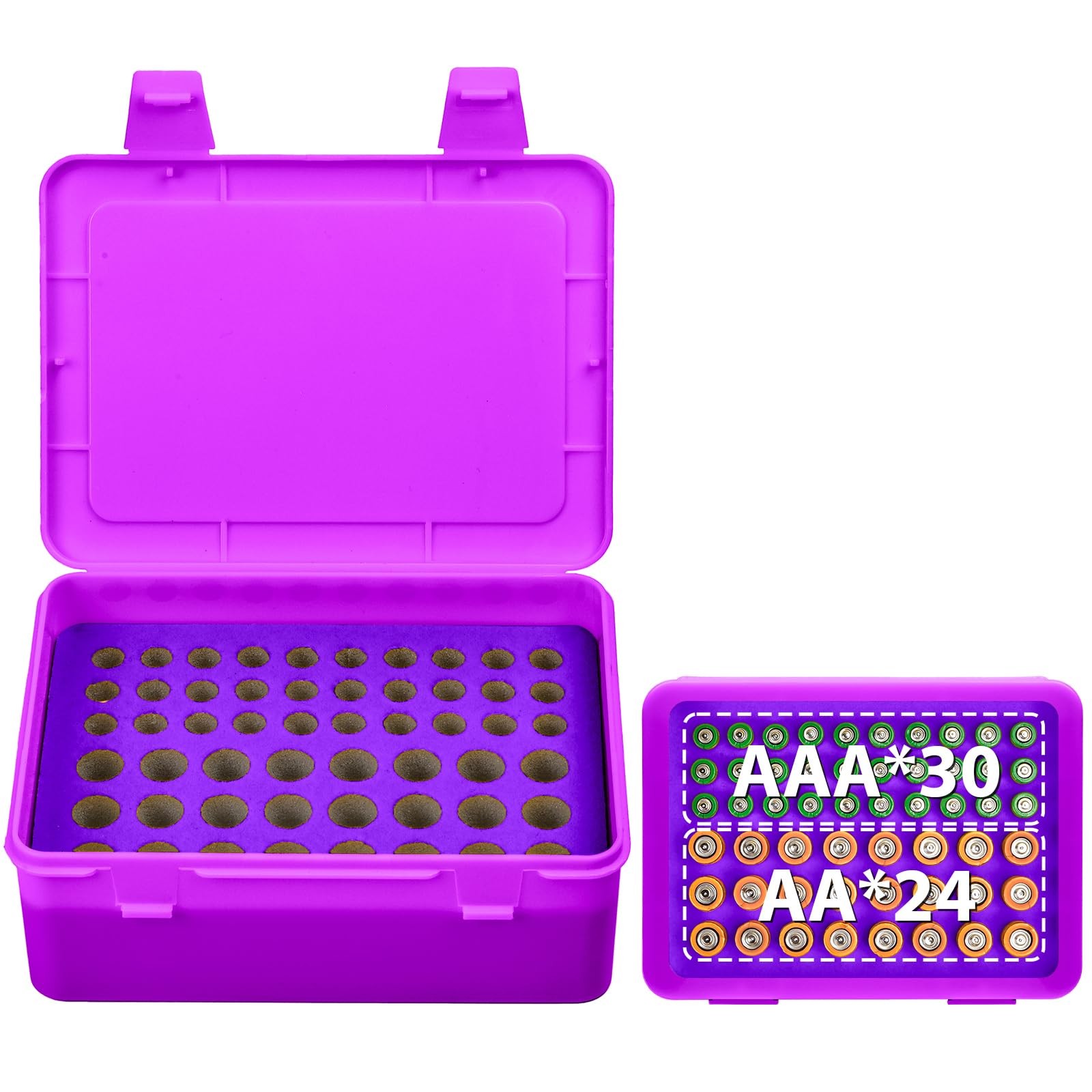 Battery Organizer Storage Box Garage Case Holder For 24* Aa 30* Aaa Batteries b