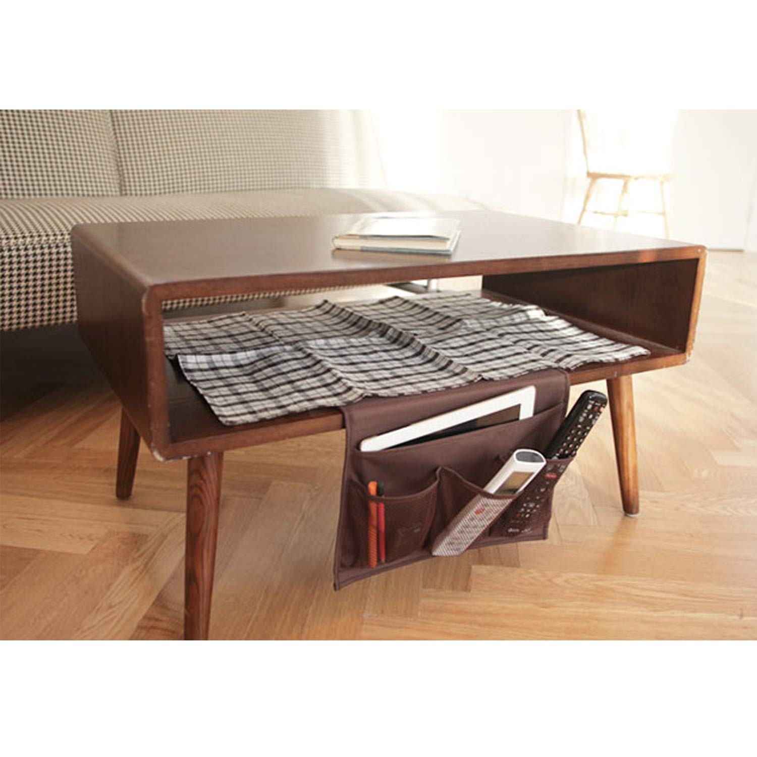 Bedside Storage Organizer Caddy Table Cabinet TV Remote Control Brown