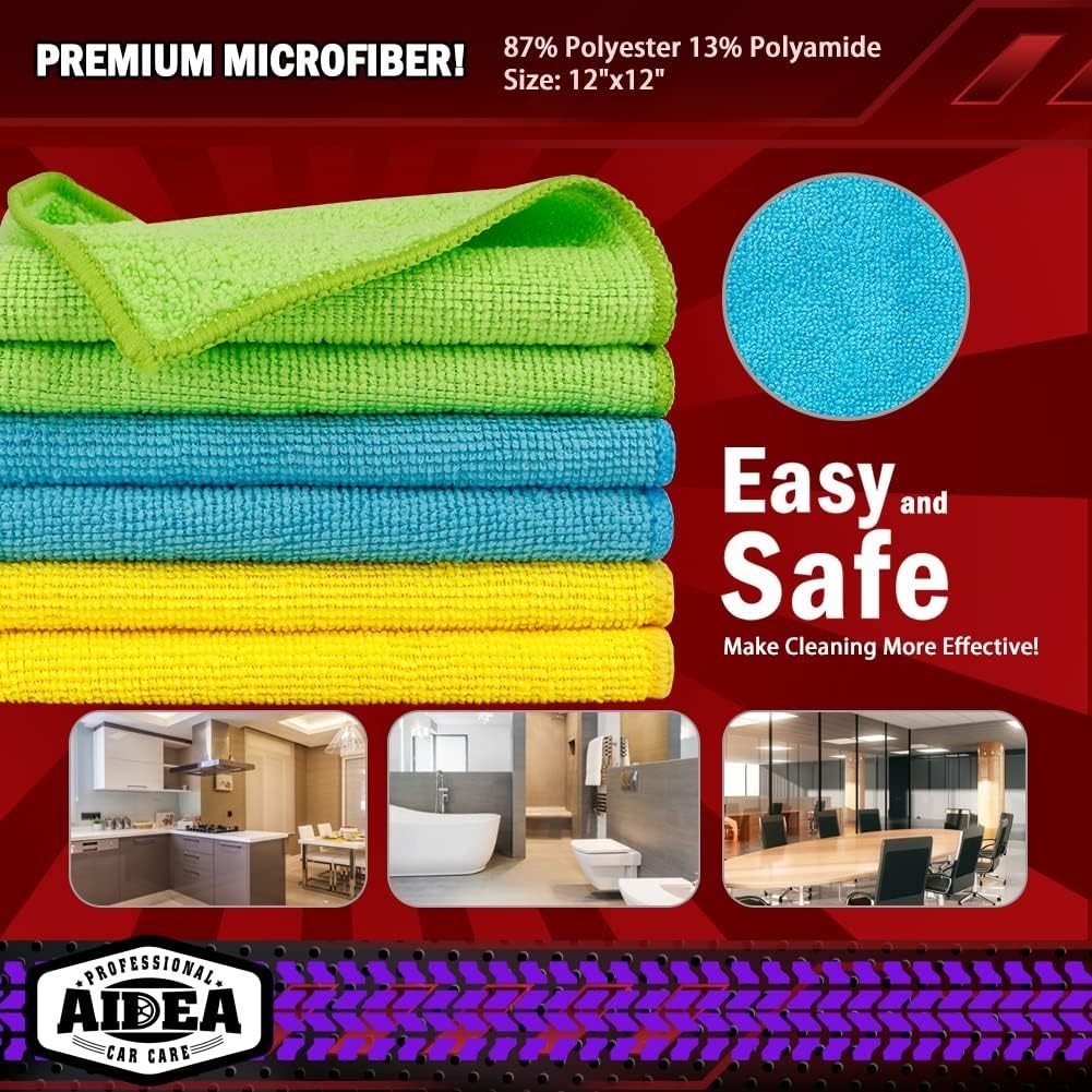 Microfiber Cleaning Cloths 50 Pack for Cars and Home, Soft Absorbent Rags