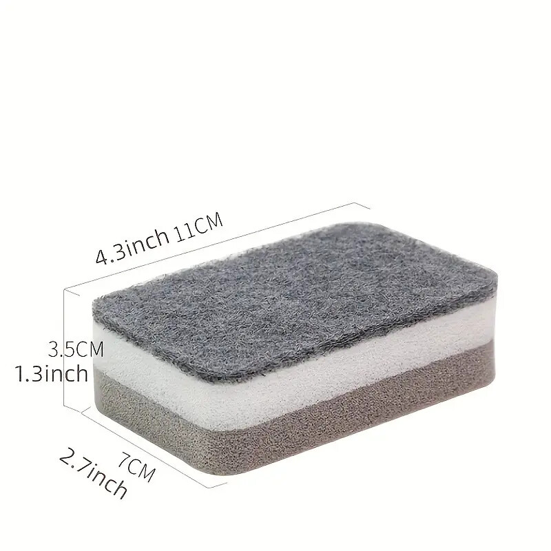 6 PC New Sponge With Scrub Kitchen Dish Cleaning Scouring Anti Scratch Dishware