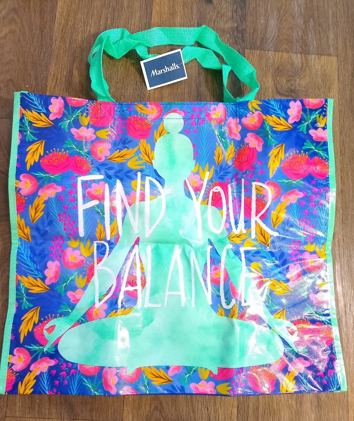 Marshalls “Find your balance” reuseable shopping tote 19x7x7.5 inches