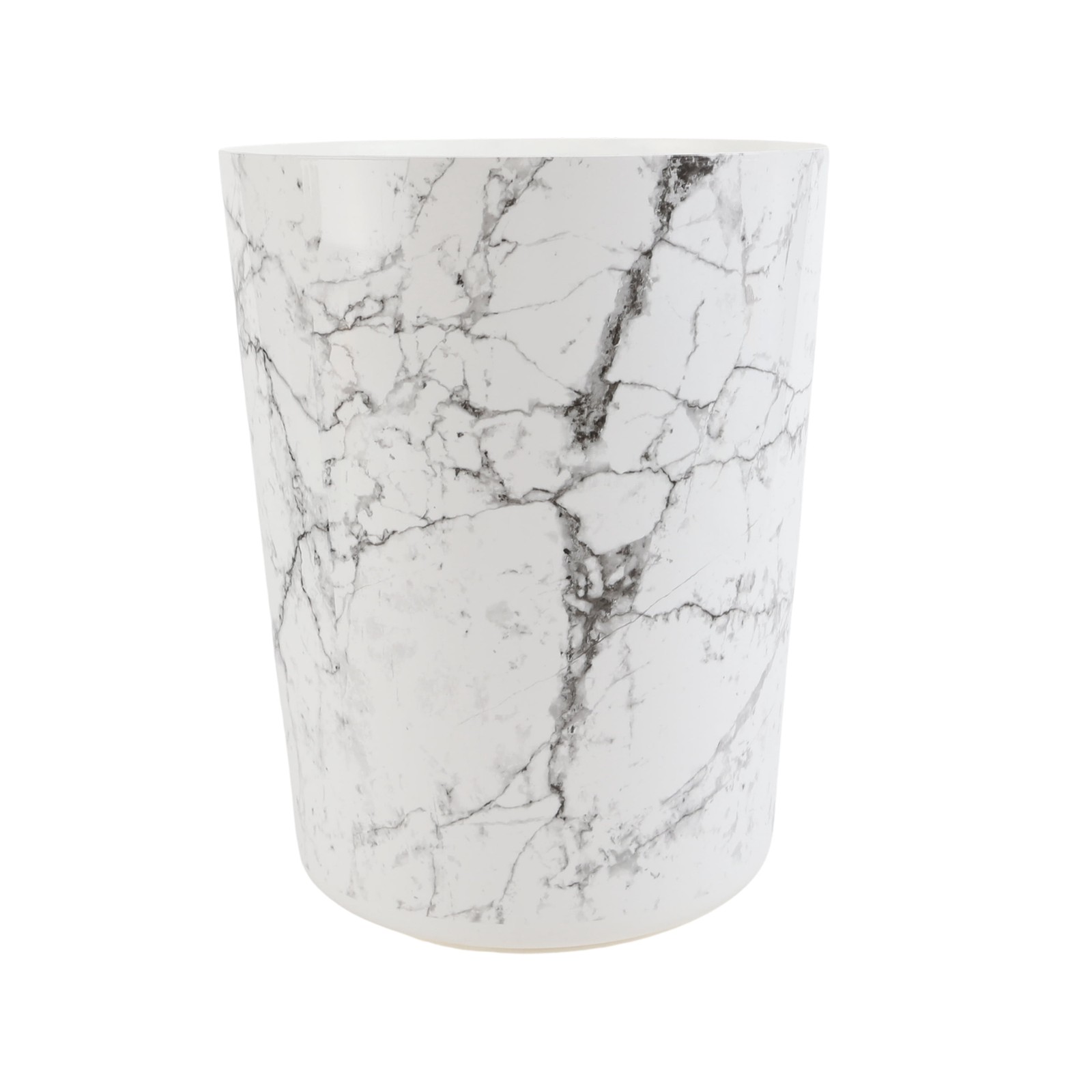 Bathroom Trash Can, 5 Gallon Small Plastic Garbage Bin with No Lid, White Marble