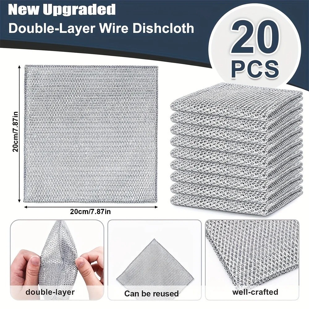 Steel Wire Cleaning Cloth Non Scratch Kitchen Dishwashing Rags