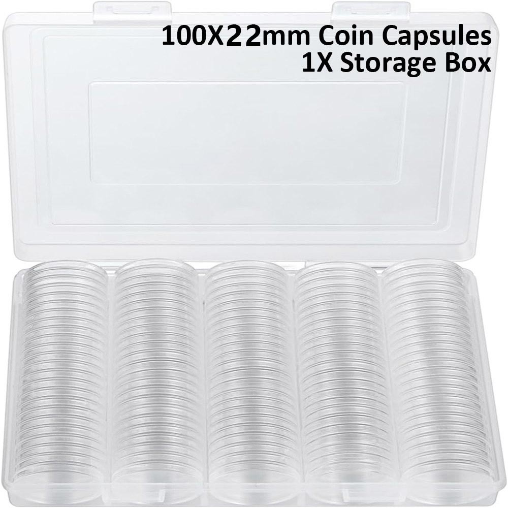 100Pcs 19mm 0.75inch Coin Holder Capsule Clear Round Storage for US Penny 1 cent