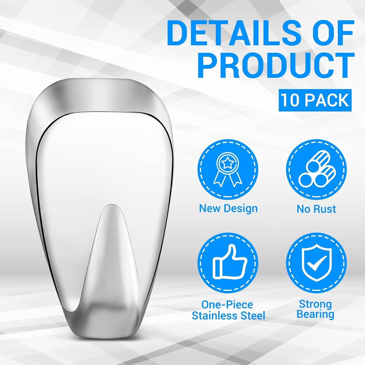 10 Durable Silver Cubicle Hooks – 40 lbs Capacity Picture Hangers, Rust-Proof